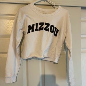 Cropped White Mizzou Sweatshirt